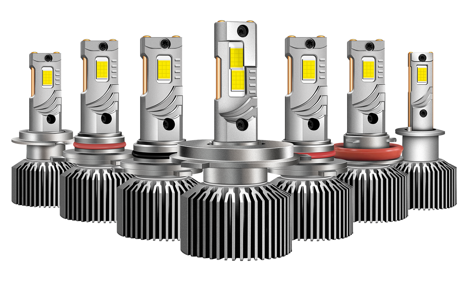 M65 LED headlight conversion kit bulbs with aluminum housing and copper base