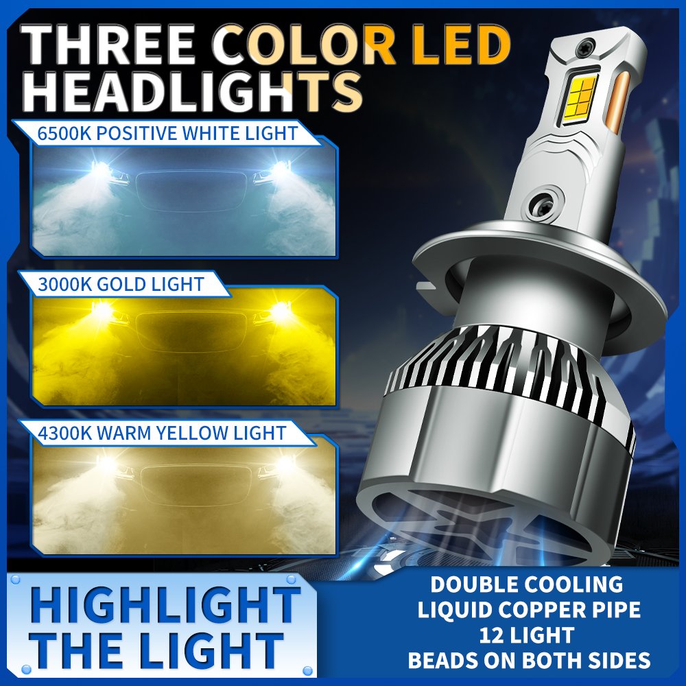 Premium 3 Color LED Headlight Bulb for Wholesale - Image 3