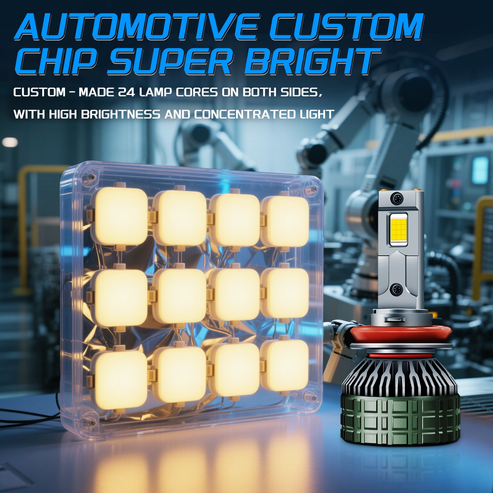 M85 9005 LED headlight bulb custom 3570 CSP chips 24 lamp cores